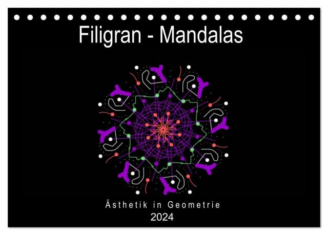 Filigran - Mandalas (Tischkalender 2024 DIN A5 quer), CALVENDO Monatskalender