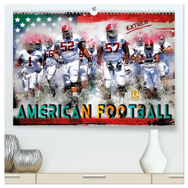 American Football extrem (hochwertiger Premium Wandkalender 2024 DIN A2 quer), Kunstdruck in Hochglanz