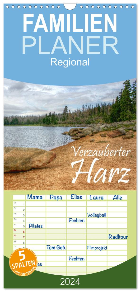 Familienplaner 2024 - Verzauberter Harz mit 5 Spalten (Wandkalender, 21 x 45 cm) CALVENDO