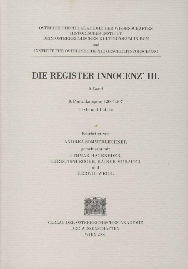 Die Register Innocenz' III., 9. Band