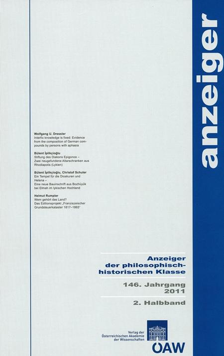 Anzeiger der philosophisch-historischen Klasse der Österreichischen... / Anzeiger der philosophisch-historischen Klasse 146. Jahrgang 2011, 2. Halbband