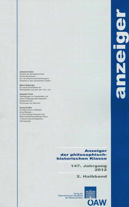Anzeiger der philosophisch-historischen Klasse, 147. Jahrgang 2012, 2. Halbband