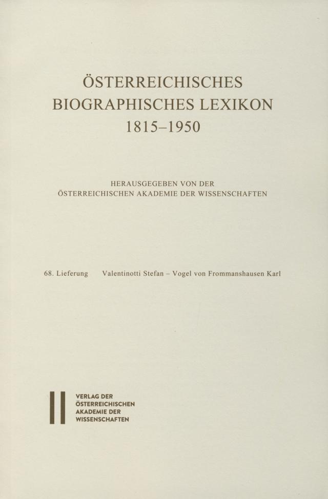 Österreichisches Biographisches Lexikon 1815-1950 / Österreichisches Biographisches Lexikon 1815-1950 Lieferung 68