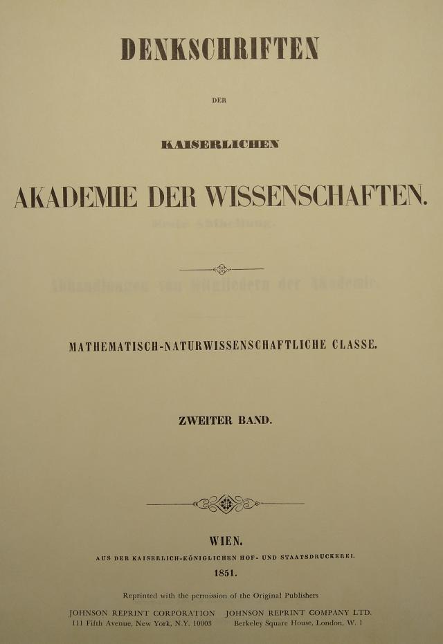 Denkschriften der mathematisch-naturwissenschaftlichen Classe, Volume II, 1851