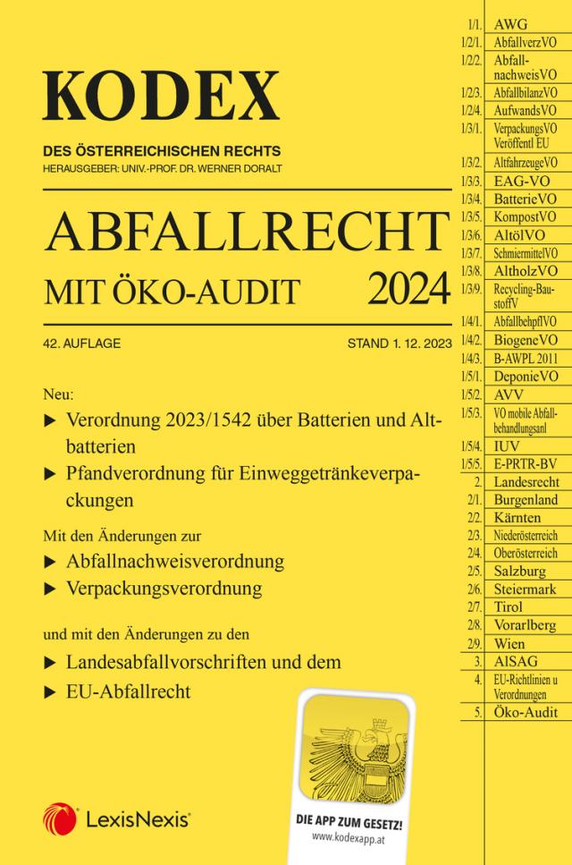 KODEX Abfallrecht und Öko-Audit 2024 - inkl. App