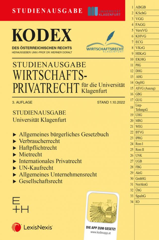 KODEX Wirtschaftsprivatrecht Klagenfurt 2022 - inkl. App