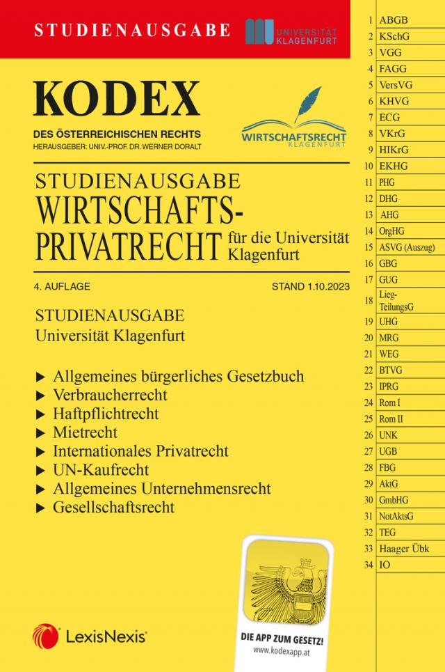 KODEX Wirtschaftsprivatrecht Klagenfurt 2023 - inkl. App