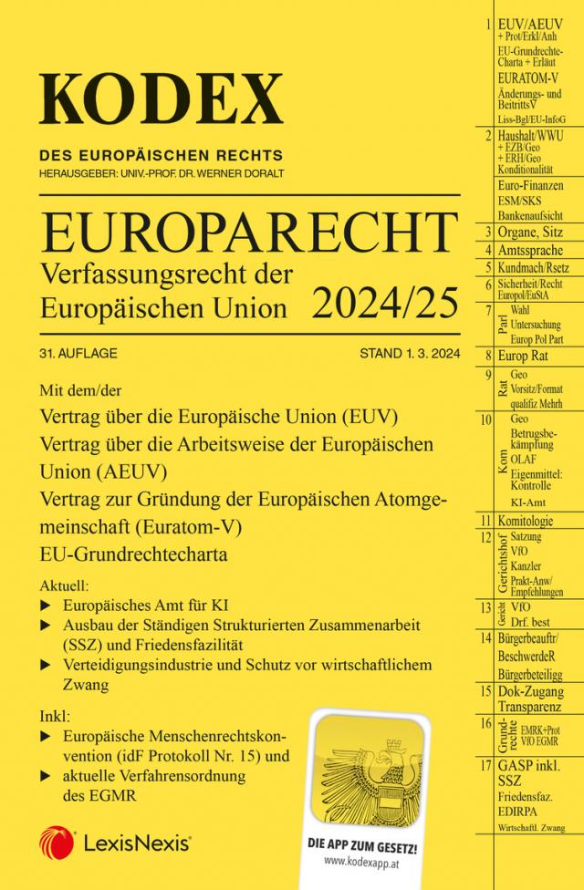 KODEX EU-Verfassungsrecht (Europarecht) 2024/25 - inkl. App