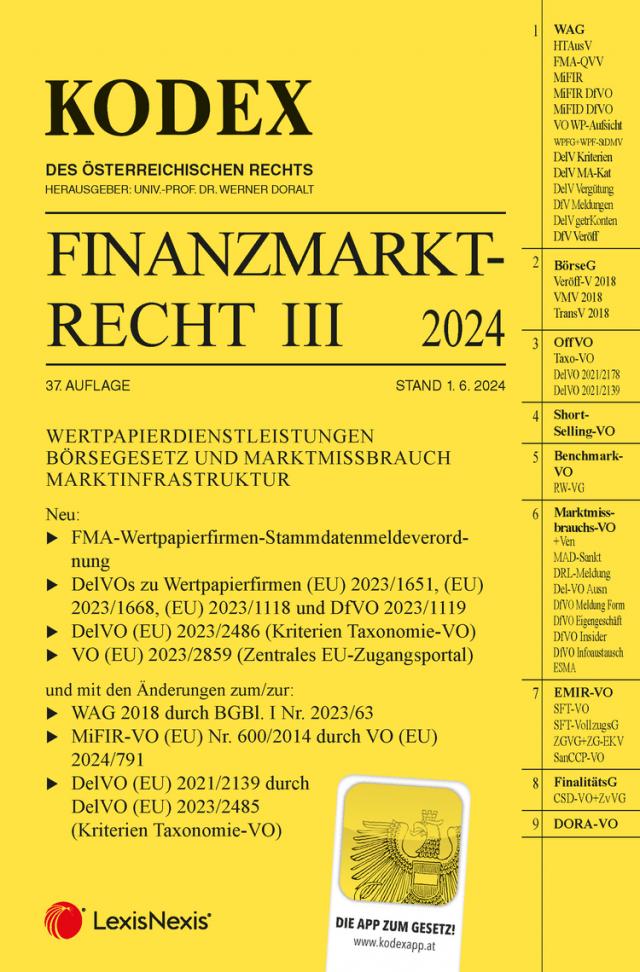 Kodex Finanzmarktrecht Band III 2024