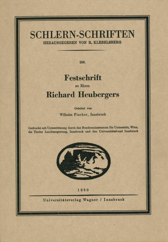 Festschrift zu Ehren Richard Heubergers