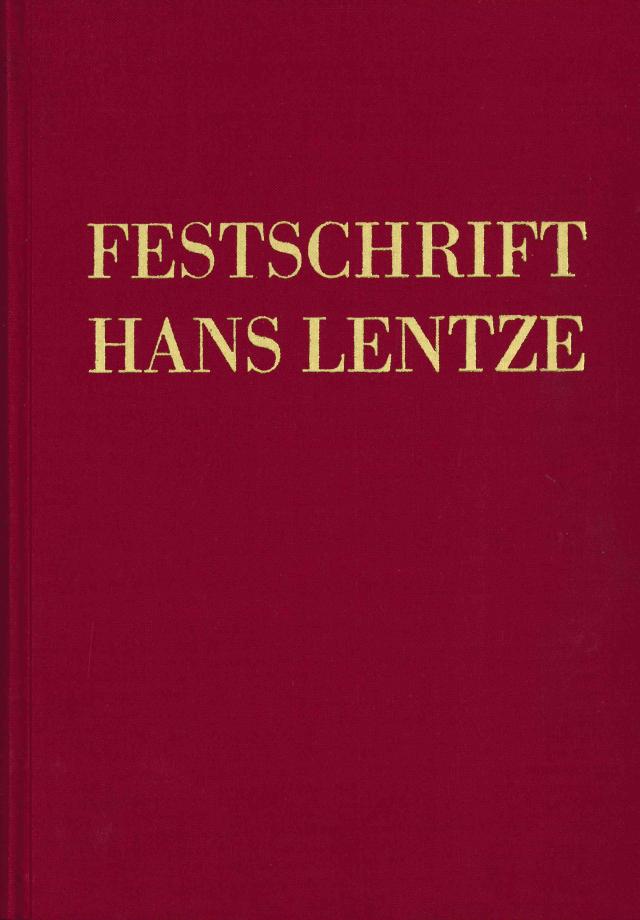 Festschrift Hans Lentze