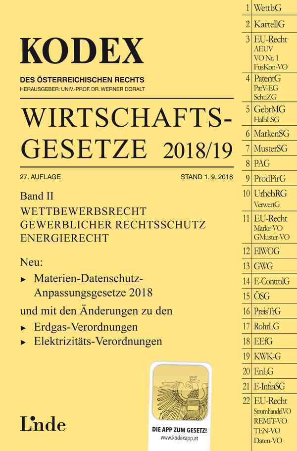 KODEX Wirtschaftsgesetze 2018/19 (f. Österreich). Bd.2