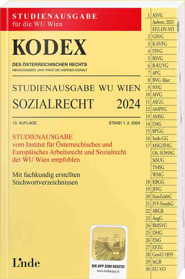 KODEX Studienausgabe Sozialrecht WU 2024