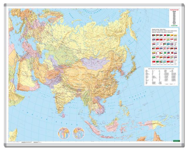 Asien, Wandkarte 1:9 Mio., Magnetmarkiertafel, freytag & berndt