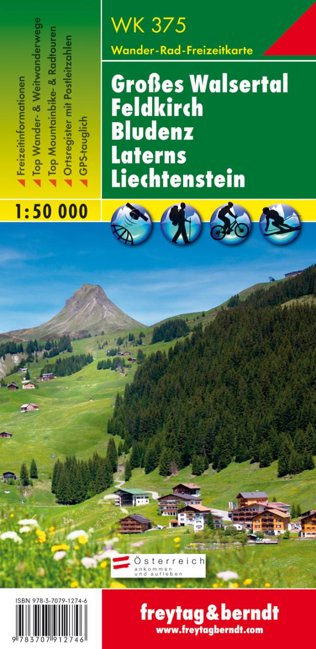 WK 375 Großes Walsertal - Feldkirch - Bludenz - Laterns - Liechtenstein, Wanderkarte 1:50.000
