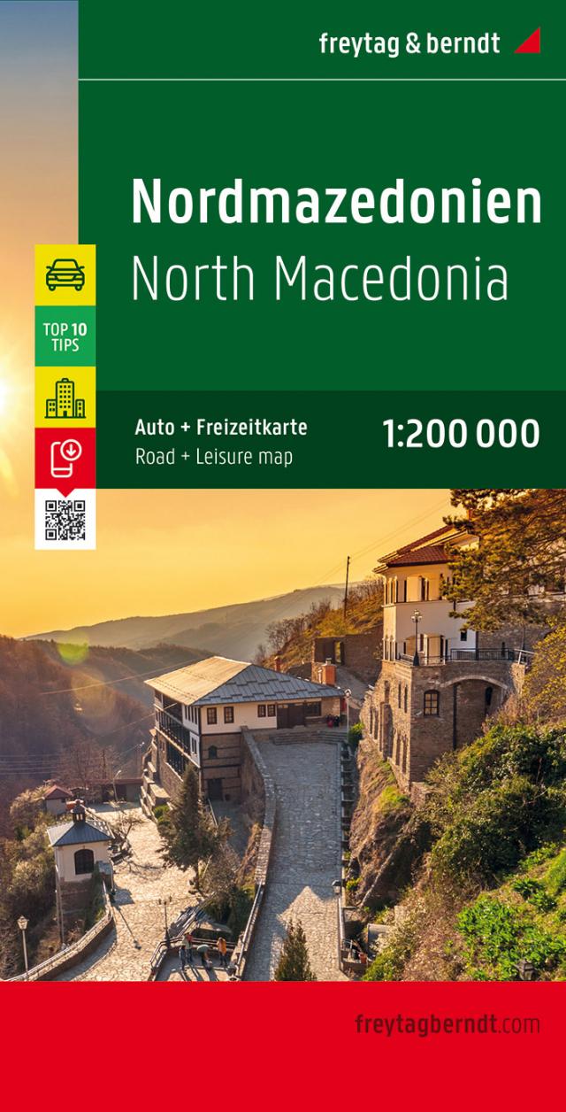 Nordmazedonien, Autokarte. Makedonija. Macedonie. Macedoine. Macedonia