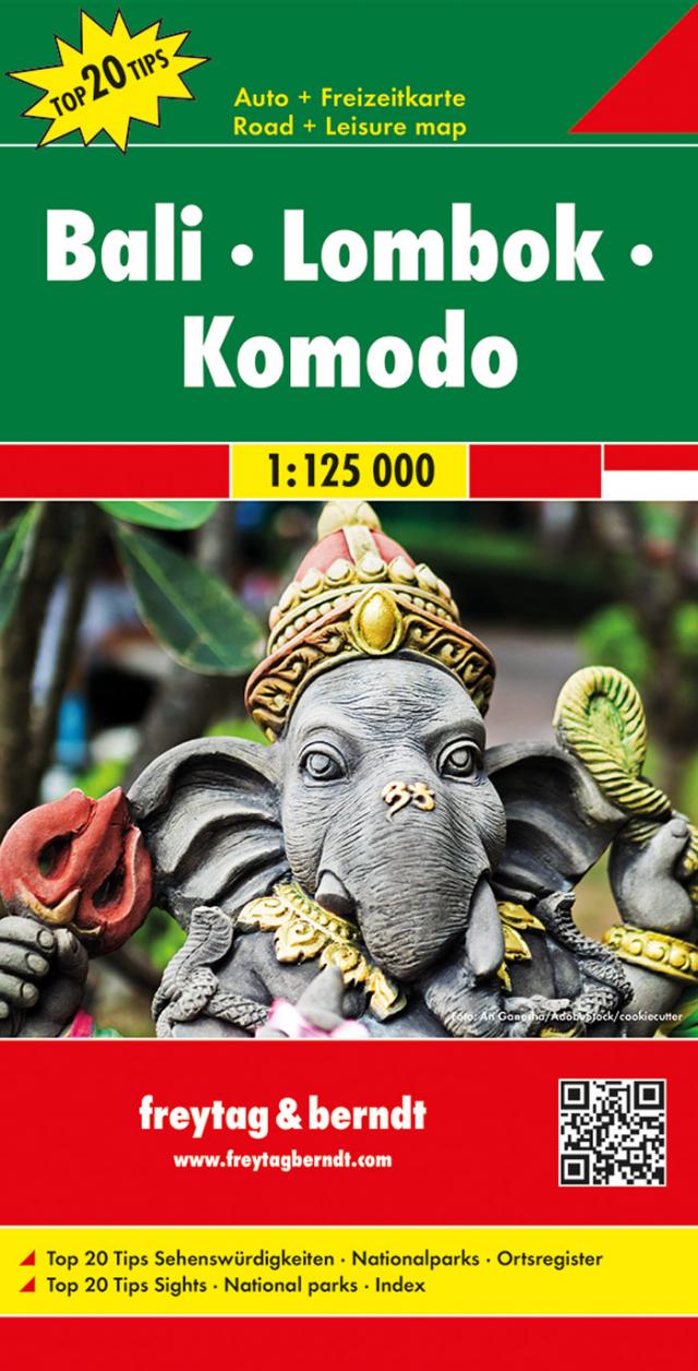 Bali - Lombok - Komodo, Autokarte 1:125.000, Top 20 Tips
