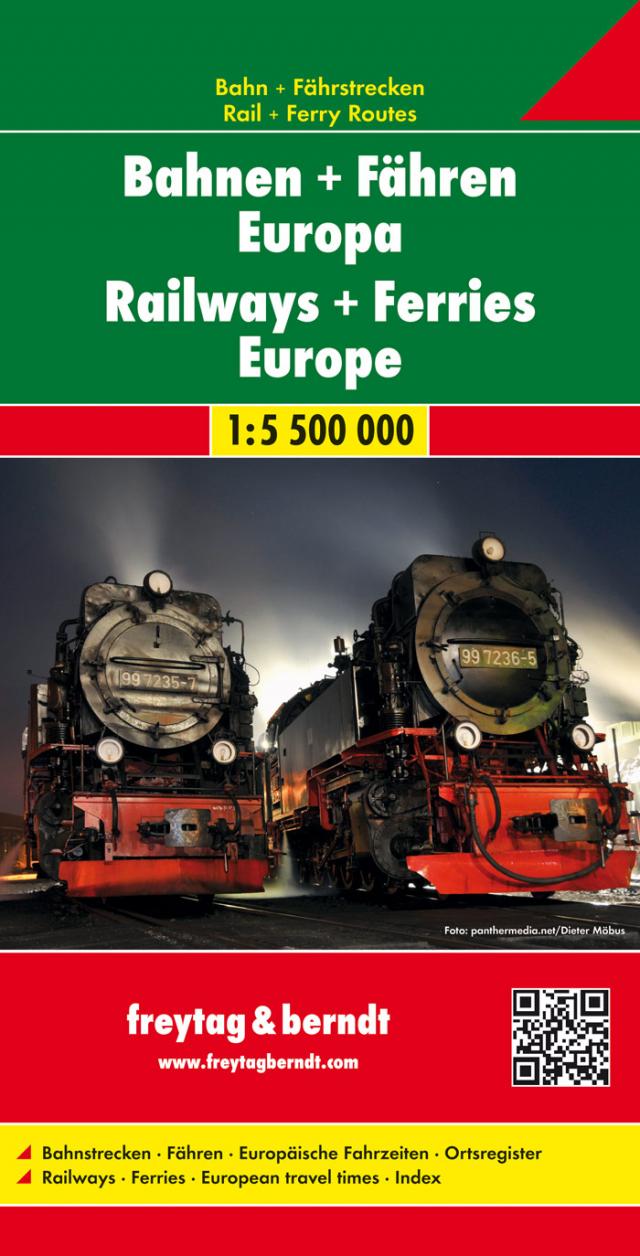 Bahnen + Fähren Europa, Eisenbahnkarte 1:5,5 Mio., Poster, plano in Rolle