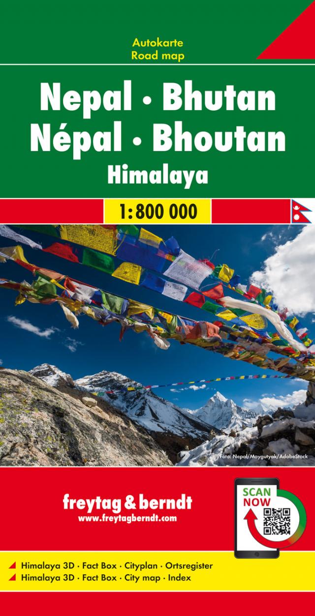 Nepal - Bhutan, Autokarte 1:800.000  LZ bis 2023