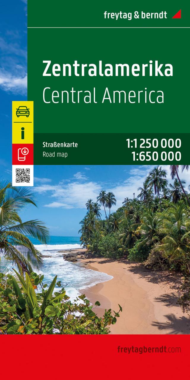 Zentralamerika, Straßenkarte 1:1.250.000 / 1:650.000, freytag & berndt
