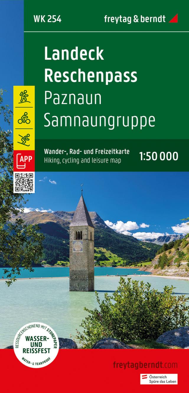 Landeck - Reschenpass, Wander-, Rad- und Freizeitkarte 1:50.000, freytag & berndt, WK 254