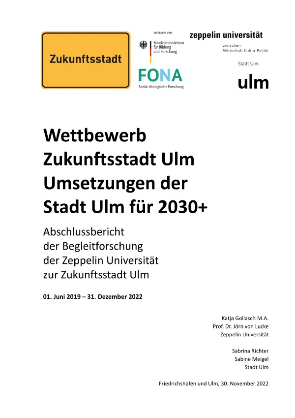 Wettbewerb Zukunftsstadt Ulm - Umsetzungen der Stadt Ulm für 2030+