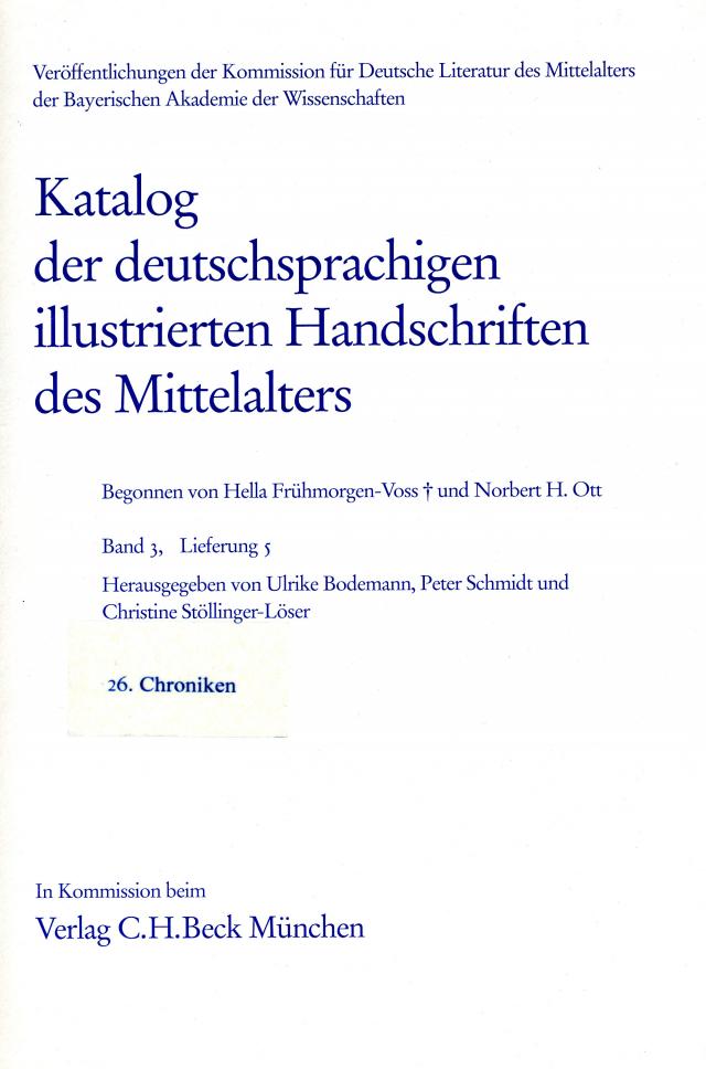 Katalog der deutschsprachigen illustrierten Handschriften des Mittelalters Band 3, Lfg. 5: 26