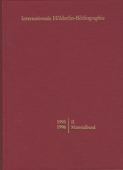 Internationale Hölderlin-Bibliographie / 1993-1994. II Materialband