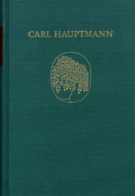Carl Hauptmann: Sämtliche Werke / Band VIII,1: Späte Erzählungen (Textband)