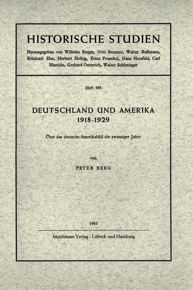 Deutschland und Amerika 1918 - 1929