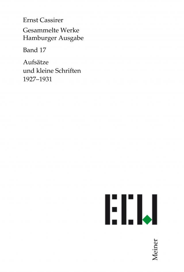 Aufsätze und kleine Schriften 1927–1931