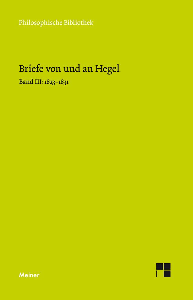 Briefe von und an Hegel. Band 3