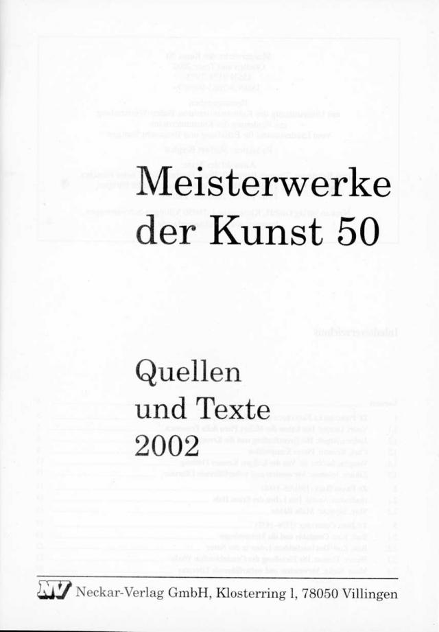 Meisterwerke der Kunst / Quellen und Texte 2002