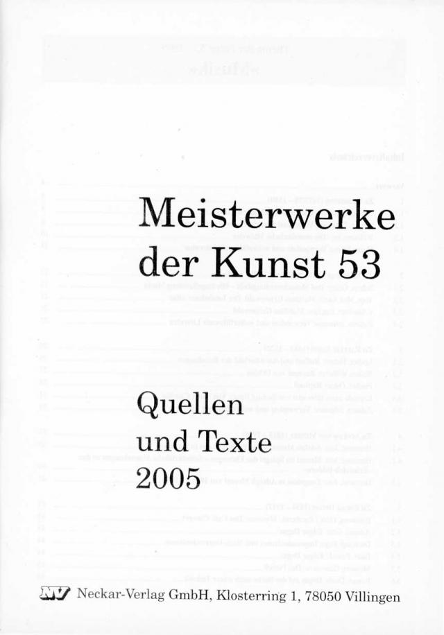 Meisterwerke der Kunst / Quellen und Texte 2005