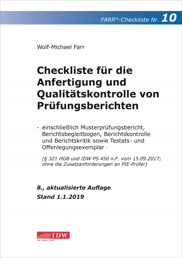 Farr, Checkliste 10 (Prüfungsbericht), 8.A.