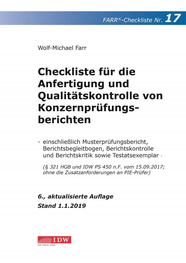 Farr, Checkliste 17 (Konzernprüfungsbericht), 6. A.