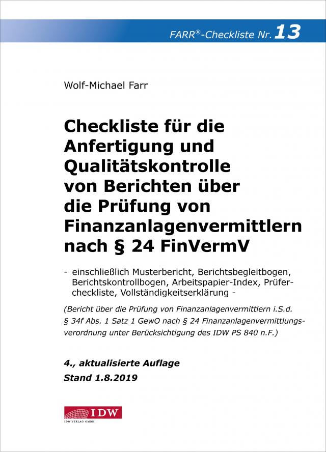 Farr, Checkliste 13 (Finanzanlagenvermittler), 4. A.