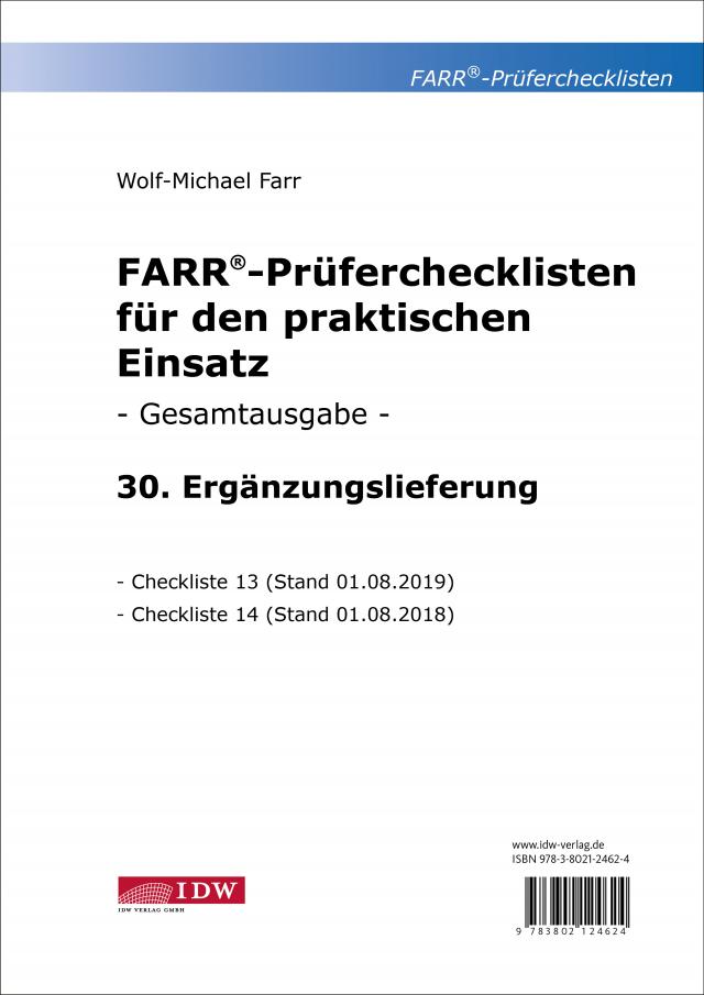 Farr, Prüfercheckl. 30. Erg.Lief. z. Grundwerk