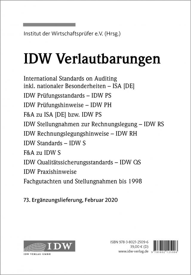 IDW, 73. Erg.-Lief. IDW Verlautbarungen Februar 2020