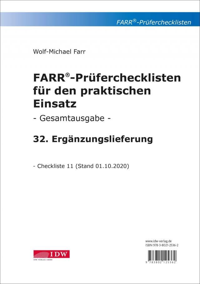 Farr, Prüfercheckl. 32. Erg.Lief. z. Grundwerk