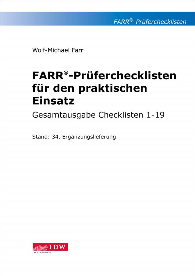 Farr, Prüfercheckl. 34. Erg.Lief. z. Grundwerk, inkl. CL 4,7 + 9