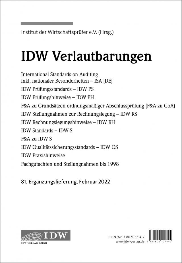 IDW, 81. Erg.-Lief. IDW Verlautbarungen Februar 2022