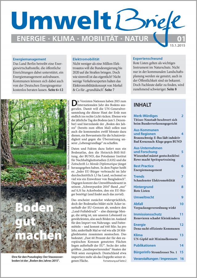 Zeitschrift UmweltBriefe Heft 01/2015