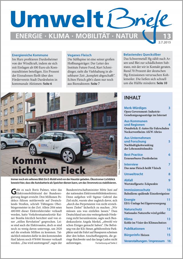 Zeitschrift UmweltBriefe Heft 13/2015