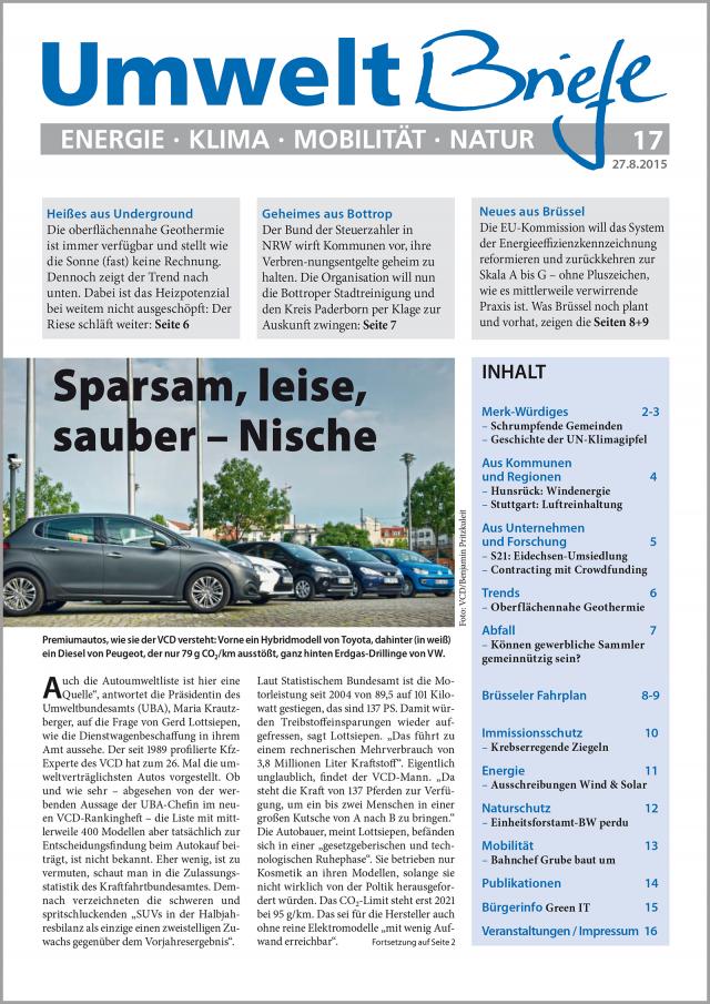 Zeitschrift UmweltBriefe Heft 17/2015