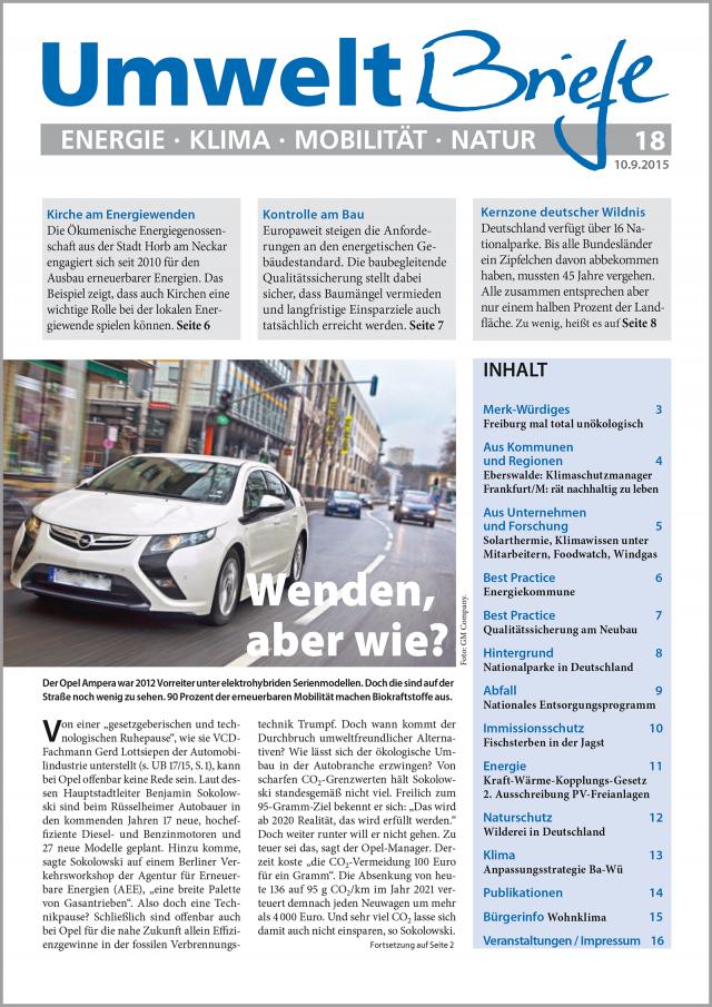 Zeitschrift UmweltBriefe Heft 18/2015