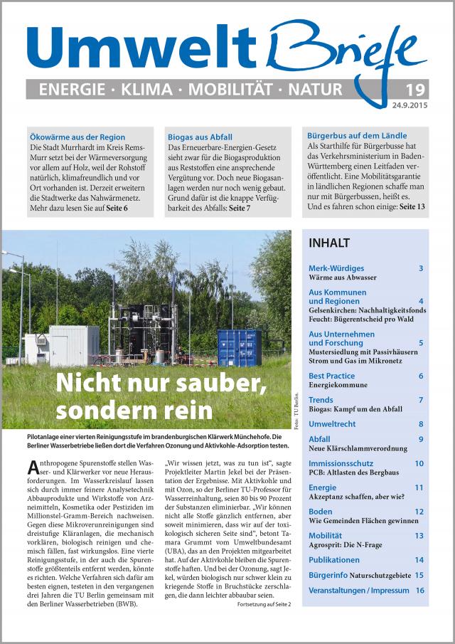 Zeitschrift UmweltBriefe Heft 19/2015