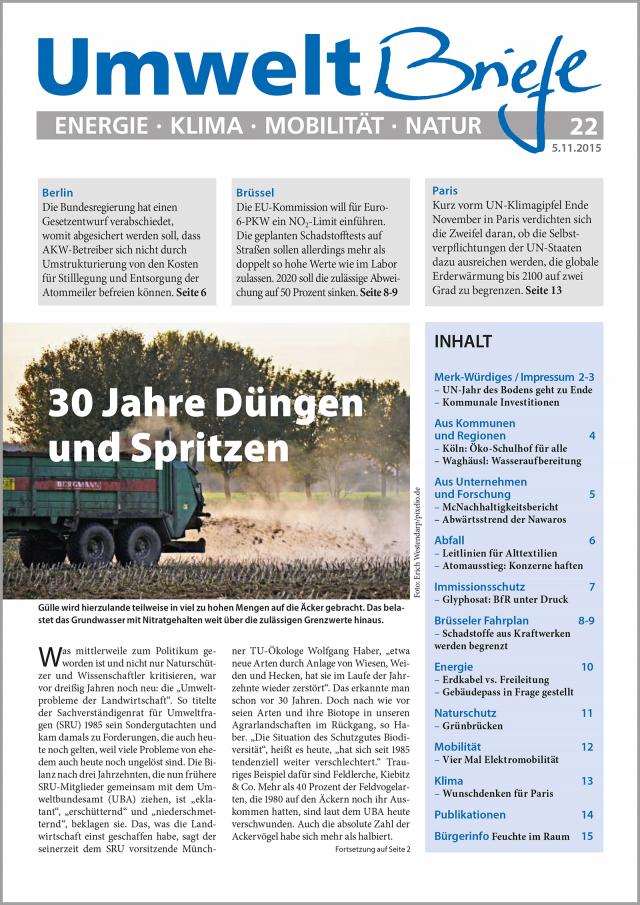 Zeitschrift UmweltBriefe Heft 22/2015