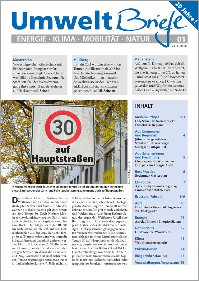 Zeitschrift UmweltBriefe Heft 01/2016