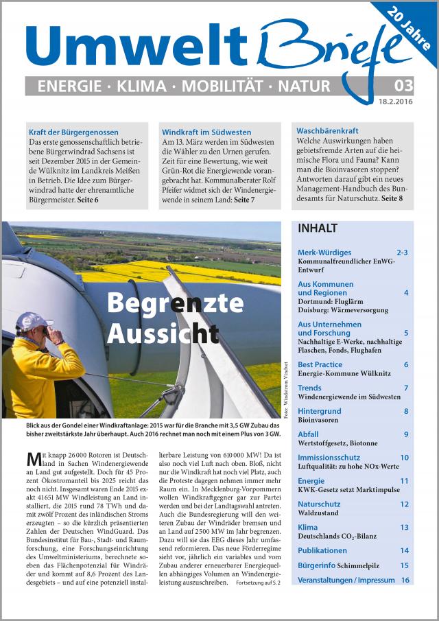 Zeitschrift UmweltBriefe Heft 03/2016